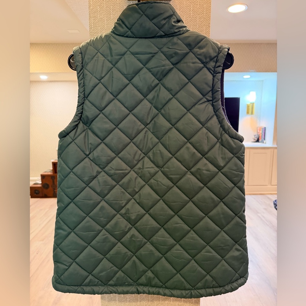 Reversible Quilted Puffer Vest - Hunter Green/Navy Blue - Size S/M - Picture 2 of 3